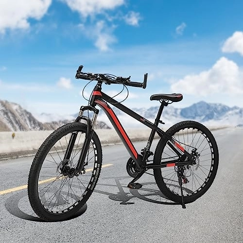 Mountain Bike : GMSLuu 26 pollici freni a disco per mountain bike 21 marce, sospensione completa per uomo e donna per migliorare le vostre abilità sportive (nero e rosso)