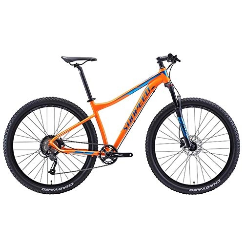 Mountain Bike : GONGFF Mountain Bike a 9 velocità, Mountain Bike Hardtail per Adulti con Ruote Grandi, Bicicletta con Sospensione Anteriore con Telaio in Alluminio, Mountain Trail Bike, Arancione