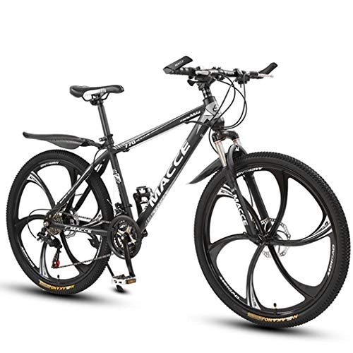 Mountain Bike : GXQZCL-1 Bicicletta Mountainbike, 26 Mountain Bike, Acciaio al Carbonio Telaio Biciclette Montagna, Doppio Disco Freno e Blocco Forcella Anteriore MTB Bike (Color : Black, Size : 21-Speed)