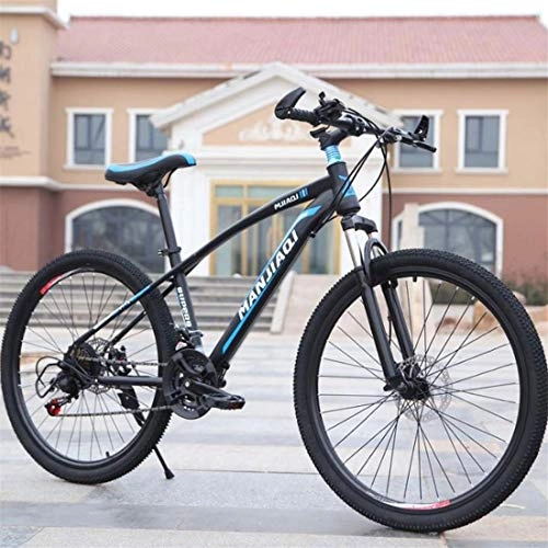Mountain Bike : GXQZCL-1 Bicicletta Mountainbike, Mountain Bike, Acciaio al Carbonio Burrone in Bicicletta, Doppio Disco Freno e Sospensione Anteriore, 24 velocit MTB Bike (Color : A, Size : 24 inch)