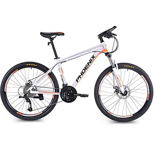 Mountain Bike : GXQZCL-1 Bicicletta Mountainbike, Mountain Bike / Biciclette, Struttura di Alluminio in Lega, sospensioni Anteriori e Dual Freni a Disco, 26inch Ruote, 27 velocit MTB Bike (Color : White+Orange)