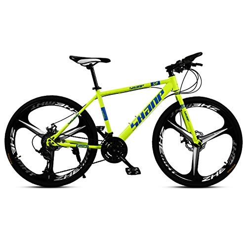 Mountain Bike : GZMUK Mountain Bike 21 velocità (24 velocità, 27 velocità, 30 velocità) Doppio Disco Bicicletta Mountainbike, Telaio in Acciaio Ad Alto Tenore di Carbonio, Giallo, 30 Speed