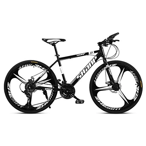 Mountain Bike : GZMUK Mountain Bike 21 velocità (24 velocità, 27 velocità, 30 velocità) Doppio Disco Bicicletta Mountainbike, Telaio in Acciaio Ad Alto Tenore di Carbonio, Nero, 21 Speed