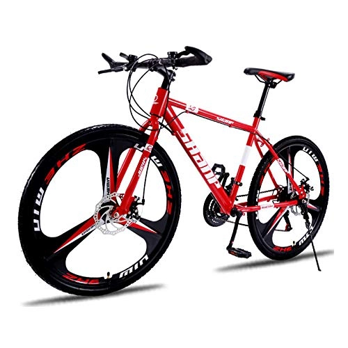 Mountain Bike : GZMUK Mountain Bike 21 velocità (24 velocità, 27 velocità, 30 velocità) Doppio Disco Bicicletta Mountainbike, Telaio in Acciaio Ad Alto Tenore di Carbonio, Rosso, 30 Speed