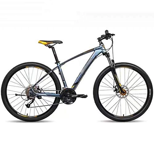 Mountain Bike : Hardtail Mountain Bike Leggera In Lega Di Alluminio, Bicicletta, MTB A 27 Velocità Con Ruote Da 27, 5 Pollici, Forcella Anteriore Con Sospensione Bloccabile ( Color : Gray+yellow , Size : 27.5 inches )