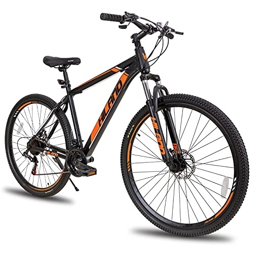 Mountain Bike : Hiland Mountain Bike da 29 Pollici per Uomo e Donna con Freno a Disco Bicicletta con Forcella Ammortizzata e Cambio Shimano a 21 Velocità Bici Nero e Arancione…