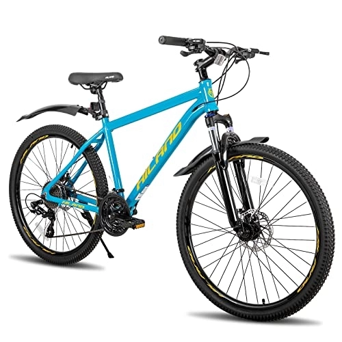 Mountain Bike : Hiland Mountain bike in alluminio 26 pollici 24 velocità con freno a disco Shimano, telaio 17 pollici MTB bicicletta ragazzi blu