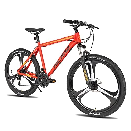 Mountain Bike : HILAND Mountain Bike MTB 26 pollici con Shimano a 21 marce, telaio in alluminio, forcella ammortizzata, per ragazzi e ragazze, colore rosso, 3 uomini