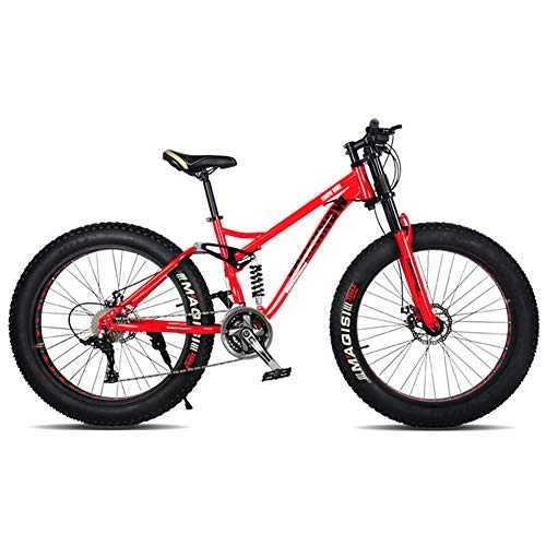 Mountain Bike : Hmcozy 24" 26" Bicicletta della Montagna, 24 velocità della Bici di Montagna con Freno a Disco, Telaio in Acciaio, Rosso, 24in