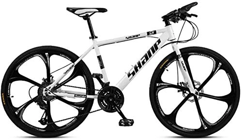 Mountain Bike : HongLianRiven BMX Mountain Bike, da uomo, doppio freno a disco, sedile regolabile, telaio in acciaio ad alto tenore di carbonio, 21 velocità, 6 razze, 24 in 7-20