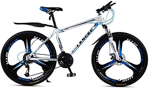 Mountain Bike : HUAQINEI Mountain Bike, 26 Pollici Mountain Bike a velocità variabile per Bicicletta Maschio e Femmina a Tre Ruote Telaio in Lega con Freni a Disco (Colore: Bianco Blu, Dimensioni: 24 velocità)