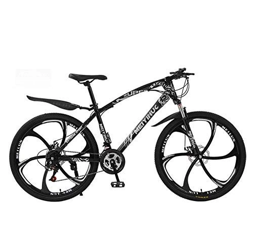 Mountain Bike : HYCy MTB Mountain Bike Hardtail, Telaio e Forcella in Acciaio ad Alto tenore di Carbonio, Doppio Freno a Disco, Pedali in PVC