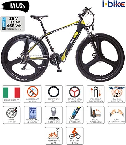 Mountain Bike : I-Bike, Mountain Mud Unisex adulto, Nero Bianco Giallo, Unica