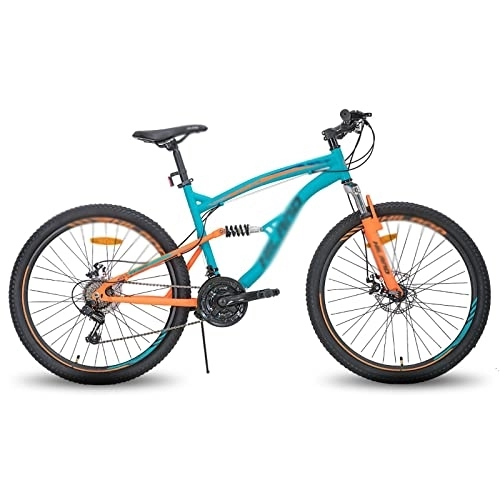 Mountain Bike : IEASEzxc Bicycle Steel Frame Speed Mountain Bike bicycle Double Disc Brake (Color : Blue)