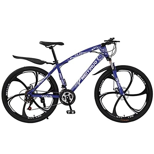 Mountain Bike : JAMCHE Bicicletta da uomo, 26 ruote, doppia sospensione, MTB, per adulti, freni a disco Daul, 21 / 24 / 27 velocità, per sentieri, sentieri e montagne / Blu / 24 velocità