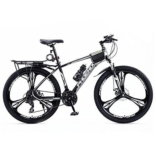 Mountain Bike : JAMCHE Mountain bike da 27, 5 pollici per ragazzi, ragazze, donne e uomini, 24 velocità, con doppio freno a disco e sospensione anteriore / Nero / 24 velocità