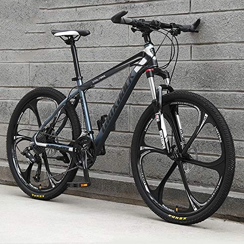 Mountain Bike : JUZSZB Adulti Mountain Biciclette, Mountain Bike da 26 Pollici in Lega di Alluminio 27 velocità Bici per Assorbimento degli Urti Fuoristrada Grigio Nero B
