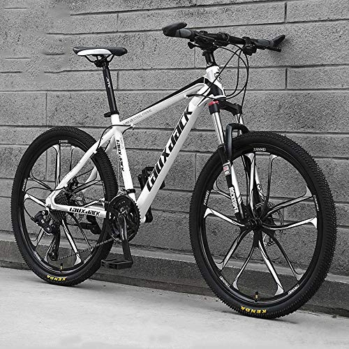Mountain Bike : JUZSZB Mountain Trail Bike, Mountain Bike da 26 Pollici in Lega di Alluminio con 30 velocità E Assorbimento degli Urti Fuoristrada Bianco Nero 30 velocità