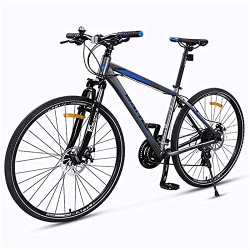 Mountain Bike : JYTFZD WENHAO Bici da Strada for Adulti, 27 velocità Bike con Una forchetta di Sospensione, Freni a Disco Meccanico, Rilascio rapido Commentato Urbano Bike, 700C (Colore: Grigio) (Color : Grey)