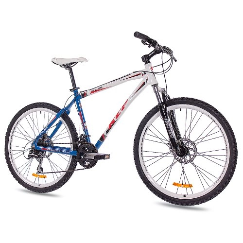 Mountain Bike : KCP Pulse - Bicicletta da mountain bike da 26", in alluminio, 24 marce, colore: blu / bianco - 66, 0 (26 pollici)