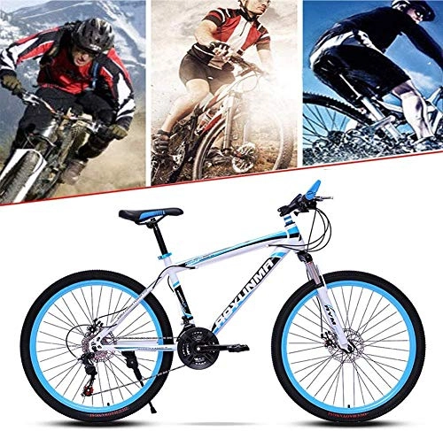 Mountain Bike : KEMANDUO Blu Mountain Bike Ammortizzatore MTB 21 / 24 / 27 velocità Completa Sospensione Freno a Disco da 26 Pollici - Full Ruote a Raggi in Acciaio, Acciaio al Carbonio MTB, 21 Speed