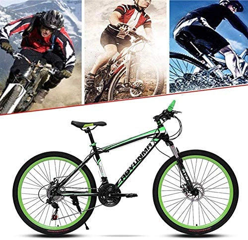 Mountain Bike : KEMANDUO Green Mountain Bike Freno a Disco di velocità MTB smorzatore 26 Pollici Completamente sospeso 21 / 24 / 27 - Tutte Le Razze Ruote in Acciaio, Acciaio al Carbonio MTB, 21 Speed