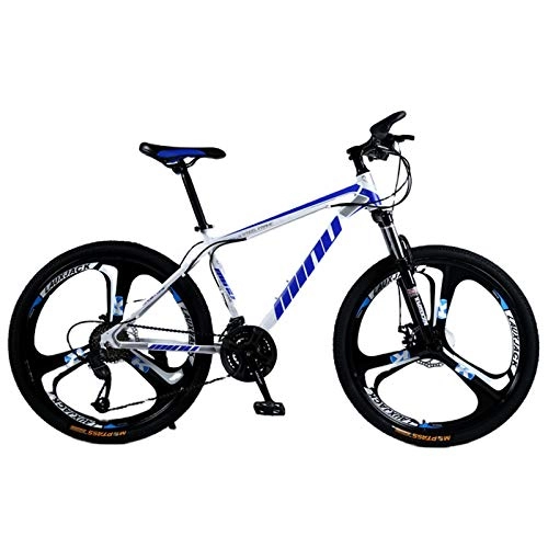 Mountain Bike : KUKU Mountain Bike 26 Pollici, Mountain Bike in Acciaio Ad Alto Tenore di Carbonio A 24 velocità, Bici da Uomo, Adatta per Gli Appassionati di Sport E Ciclismo, White Blue