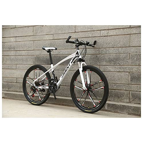 Mountain Bike : KXDLR 26 ''-Alto Tenore di Carbonio di Acciaio della Bici della Montagna con 17 '' Telaio Doppio Disco-Freni 21-30 Costi, più Colori, Bianca, 24 Speed