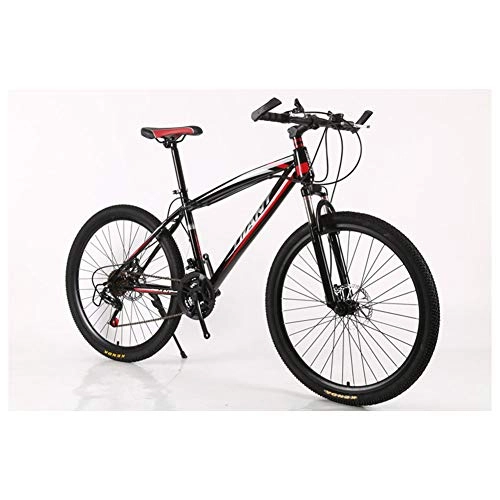 Mountain Bike : KXDLR Mountain Bike Biciclette 21-30 velocità Shimano Ad Alta Acciaio al Carbonio Telaio Doppio Freno A Disco, Rosso, 21 Speed