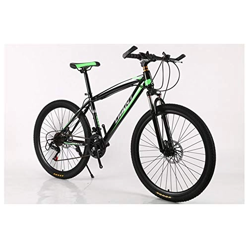 Mountain Bike : KXDLR Mountain Bike Biciclette 21-30 velocità Shimano Ad Alta Acciaio al Carbonio Telaio Doppio Freno A Disco, Verde, 21 Speed