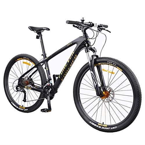 Mountain Bike : KY MTB Mountain Bike Bicicletta 27.5" 27 Costi delle Donne / Uomini MTB Bike Leggero in Fibra di Carbonio Telaio Freno a Disco Anteriore Sospensione (Color : Yellow)
