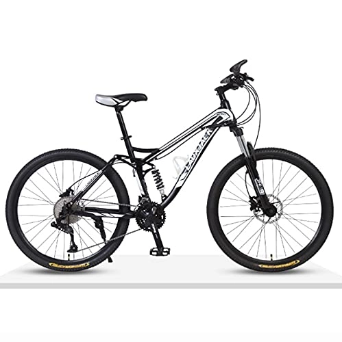 Mountain Bike : Lazzzgua 26 inch Mountain Bike, 21-Speed with High Carbon Steel Frame, Double Disc Brake, Dual Suspension, Anti-Slip Bicycle Suitable for Adults