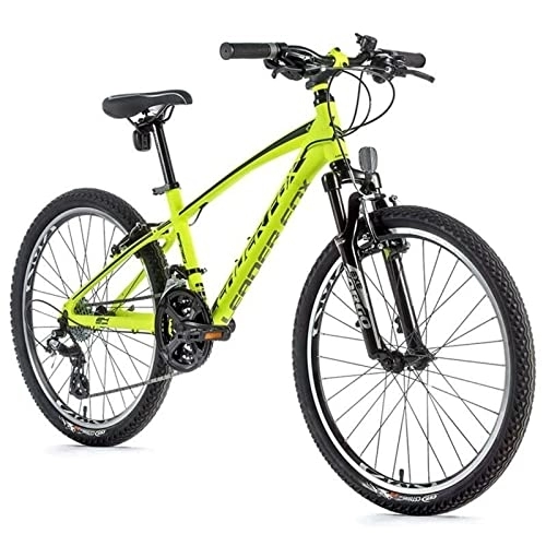 Mountain Bike : Leader Fox Spider Boy - Mountain bike da 24 pollici, in alluminio, 8 marce, colore: giallo fluo