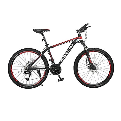 Mountain Bike : Leggero Mountain Bike, Freni a Doppio Disco 26-Pollici ad Alta Acciaio al Carbonio 27 velocità di Mountain Bike (Color : Black+Red, Size : 26inch)
