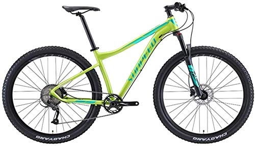 Mountain Bike : LFSTY Nenge Mountain Bike a 9 velocità, Mountain Bike per Adulti con Ruote Grandi Hardtail, Telaio in Alluminio, Bicicletta con Sospensione Anteriore, Mountain Bike, Verde, 17 inch Frame