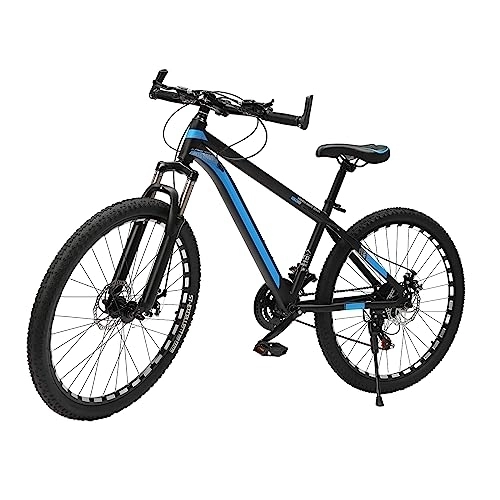 Mountain Bike : LGODDYS 26 pollici Mountain Bike MTB con reggisella regolabile Bicycle 21 marce con volano di posizionamento 7 pezzi telaio in alluminio con freno a disco forcella ammortizzata bicicletta (nero+blu)
