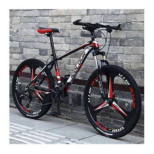 Mountain Bike : LHQ-HQ Mountain Bike 24 Pollici in Alluminio Leggero A 24 velocità, per Adulti, Donne, Adolescenti, Black Red