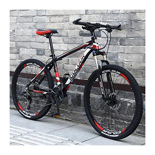 Mountain Bike : LHQ-HQ Mountain Bike 26 Pollici in Alluminio Leggero 24 velocità, Ruota A Raggi, per Adulti, Donne, Adolescenti, Black And Red