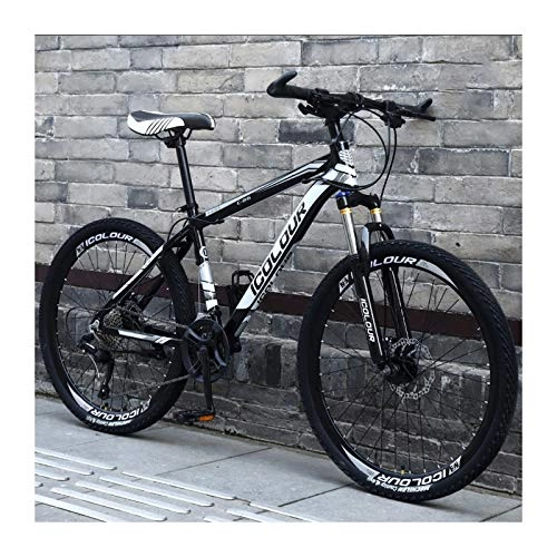 Mountain Bike : LHQ-HQ Mountain Bike 26 Pollici in Alluminio Leggero 24 velocità, Ruota A Raggi, per Adulti, Donne, Adolescenti, Black And White