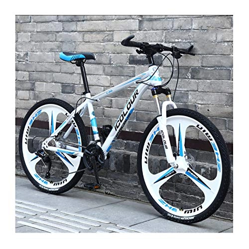 Mountain Bike : LHQ-HQ Mountain Bike 26 Pollici in Alluminio Leggero 24 velocità, Tre Coltelli Una Ruota, per Adulti, Donne, Adolescenti, Blue And White