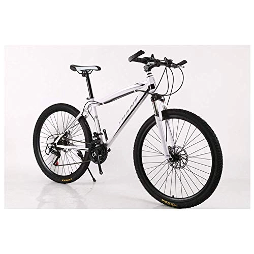 Mountain Bike : LHQ-HQ Outdoor Sport Mountain Bikes Biciclette 2130 Costi Shimano HighCarbon Telaio in Acciaio a Doppio Freno a Disco Sport all'Aria Aperta Mountain Bike (Color : White, Size : 27 Speed)