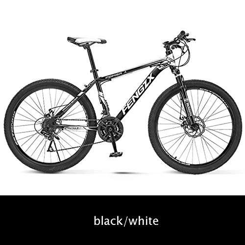 Mountain Bike : LIN 26 Pollici Mountain Bike, Ad Alta Acciaio al Carbonio Outroad Biciclette Esterna 21-velocit Studente di Mountain Bike (Color : Black / White)