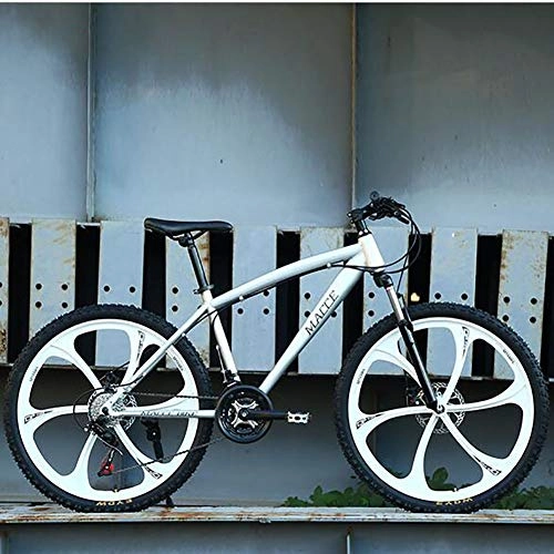 Mountain Bike : LITI Bici da Montagna Mountain Bike Unisex-Adult, Sospensione Anteriore e Telaio in Lega di Alluminio, Bianca, 21 Speed