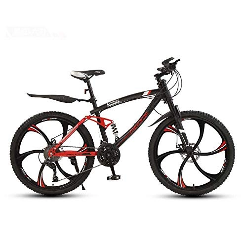 Mountain Bike : LJLYL Mountain Bike Bicicletta per Adulti, Ruote in Lega di Alluminio-magnesio, Telaio Full Steel in Acciaio al Carbonio con Sospensione Completa, Bici MTB con Doppio Freno a Disco, B, 24 inch 21 Speed