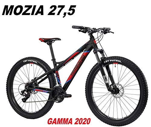 Mountain Bike : LOMBARDO BICI MOZIA Ruota 27, 5 Shimano Tourney 21V Gamma 2020 (Black Red Sky Blue Matt, 35 CM)