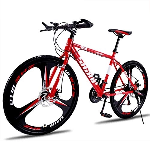 Mountain Bike : LSCC Biciclette per Adulti, Biciclette in Acciaio al Carbonio a 21 velocità per Tutti i Terreni, Bici da Montagna da 26"per Mountain Bike da Uomo a Doppio Disco all'aperto, Rosso