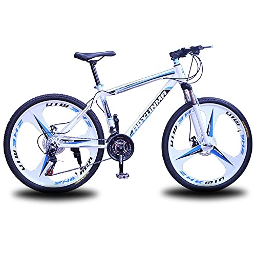Mountain Bike : LZHi1 Mountain Bikes 26 Pollici Ruote, 27 velocità Sospensione Anteriore Bicicletta per Adulti, Bike Meccanica A Doppio Disco Bike in Città All'aperto con Sedile Regolabile(Color:Bianco Blu)