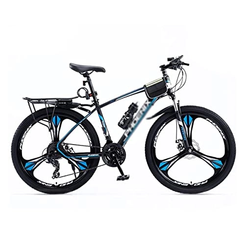Mountain Bike : LZZB Mountain Bike con 27.5" Ruote per Uomo, Donna, Adulto e Adolescente, Telaio in Acciaio al Carbonio con Freni a Disco Anteriori e posteriori / blu / 24 velocità