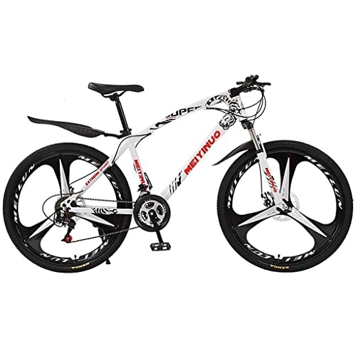 Mountain Bike : LZZB Telaio in Acciaio al Carbonio per Mountain Bike per Giovani / Adulti e Freni a Disco, Ruote da 26 Pollici, 21 / 24 / 27 velocità (Dimensioni: 21 velocità, Colore: Rosso) / bianco / 27 velocità