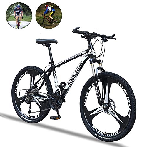 Mountain Bike : M-Top - Bicicletta da ghiaia per adulti, doppia forcella freno a disco, con ruote a 3 razze da 26 pollici, telaio in acciaio al carbonio, cambio trigger, per uomo e donna, Nero , 24 Speed